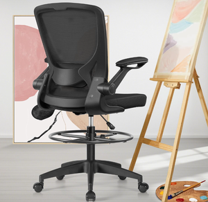 lot 261 image: KERDOM Drafting Office Chair, Ergonomic Standing Desk Chair with Flip-up Armrests