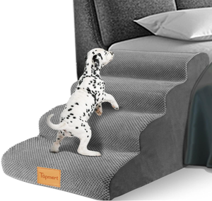 lot 263 image: Topmart High Density Foam Dog Steps 4 Tiers,Extra Wide Deep Pet Steps,Non-Slip Pet Stairs