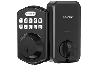 lot 441 image: LOT OF 4 TICONN Keyless Entry Door Lock Deadbolt with Keypad. 7.01 x 4.96 x 3.43
