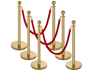 lot 453 image: LOT OF 3 Gold Stanchion Crowd Control Barrier. 55x32
