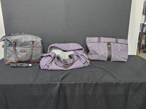 2 Nine and Co. Purple WeekenderTote Travel Bags, 1 Grey Chaps Bag and a Pocket Umbrella