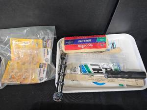 Plano Toolbox inc Handtools, Various Paint Supplies, Lightbulbs and Other misc. Small GarageShop Items