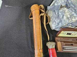 Leather Scope Case, 75 Cord, Camo Duffle Bag, 3 Incomplete Gun Cleaning Kits