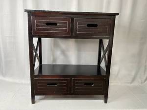 Brown End Table w Bottom Shelf and Drawers