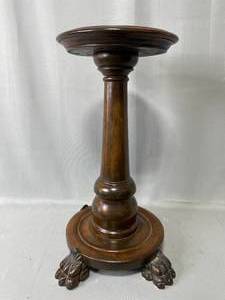 Vintage Dark Wood Pedestal Table