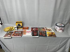 Various Cook Books  Wooden  Connect and Protect HDTV Kit  Moen Rob Hook  Duck Tin Can