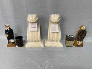 Small Decor Wood Carvings - Eagle and Captain  2 Unfinished Corbel