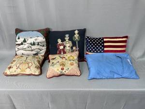 Decorative Throw Pillows - Holiday Themed, American Flag and Floral Designs
