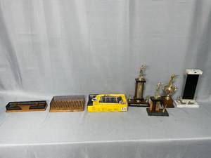 Two CD Trays, Office Desk Organizer, Misc Shooting Trophies
