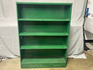 Green Wooden Bookcase w 4 Shelves