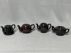 4 VTG Small Brown Ceramic Tea Pots w Lids Made in Japan