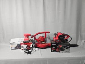 Toro Ultra Blower Vac Electric Corded Leaf Blower, Tool Shop Belt Sander, Hyper Tough 14 Sheet Sander, Intex Electric Pump