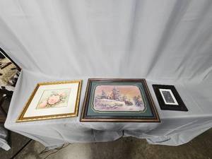 Wooden Framed Holiday Print by Lee K Parkinson24 x 17, Roses in a Gold Frame Print by Sonim Ameg 18 x 15 & Picture Frame 9 x 10