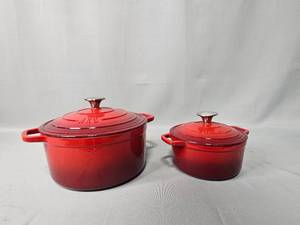 AKS 6Q & 2Q Red Covered Pots, Blue Harbor Serving Dishes w Lids, Palm Restaurant Pot w Lid