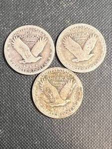 3 US STANDING LIBERTY QUARTERS