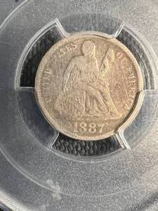 1887 US SEATED LIBERTY DIME PCGS VG DETAILS