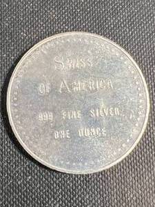 1 TROY OZ .999 FINE SILVER SWISS OF AMERICA ROUND