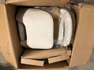 lot 2 image: Set of 4 Edwin Upholstered Side Chair Walnut Legs -The Pop Maison Customer Returns See Pictures