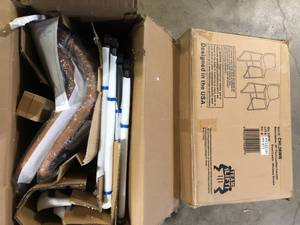 lot 39 image: Lot of 26 Faux Leather Counter Stool Whiskey Brown (4 Chairs)   Customer Returns See Pictures
