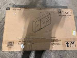 lot 42 image: Home Decorators Collection Kordite 42 in. W x 7 in. D x 24 in. H Rectangular Surface Mount Almond Latte Medicine Cabinet with Mirror    Customer Returns See Pictures