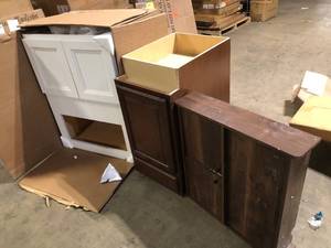 lot 23 image: Lot of Assorted Kitchen Cabinets Various Models and Conditions  Customer Returns See Pictures
