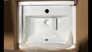 lot 40 image: Swiss Madison Sublime Compact Ceramic Wall Hung Sink in White    Customer Returns See Pictures