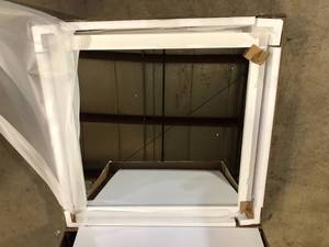 lot 5 image: Timeless Home 30 in. W x 36 in. H x Modern Soft Corner Metal Rectangle Black Mirror Customer Returns See Pictures