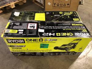 lot 11 image: RYOBI ONE 18V HP Brushless Whisper Series 20 Self-Propelled Multi-Blade Walk Behind Mower - (4) 4.0 Batteries & (2) Chargers    Customer Returns See Pictures
