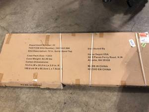 lot 9 image: Husky 72 in. Solid Wood Work Surface for Ready-to-Assemble 6-ft. adjustable height workbench   Customer Returns See Pictures