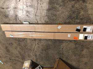 lot 10 image: Lot of 2 CALHOME 72 in. Black Aluminum Sliding Bypass Track and Hardware Set for 2 Door System    Customer Returns See Pictures