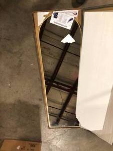 lot 12 image: XRAMFY 18 in. W x 58 in. H Arched Gold Full Length Standing Floor Mirror     Customer Returns See Pictures