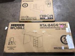 lot 44 image: TECHNI MOBILI 51.25 in. Rectangular Wenge 3 Drawer Computer Desk with Built-In Storage Customer Returns See Pictures