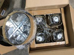 lot 45 image: Artika Crystal Cube 17-Watt 4 Light Chrome Modern Integrated LED Pendant Light Fixture for Dining Room or Kitchen Customer Returns See Pictures