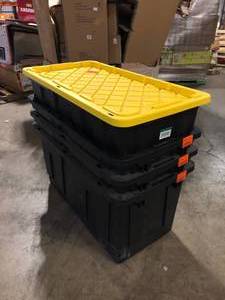 lot 25 image: Lot of Assorted Black Bins Various Models and Conditions Only One Top     Customer Returns See Pictures