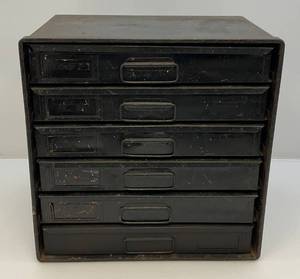 lot 9 image: Small Metal 6 Drawered Organizer 10x14x14