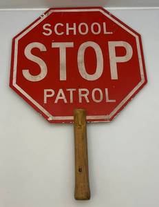 lot 10 image: Vintage Crossing Guard Two Sided Stop Sign