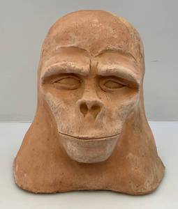 lot 15 image: Clay Gorilla Head (Unknown Artist) 8 12 W x 11 L x 11  H