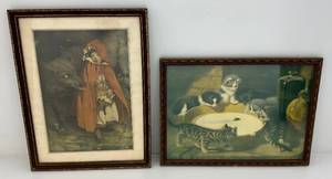 lot 19 image: Misc. Vintage Framed Behind Glass Prints 1 12 14 x 16 34 1 13 x 17