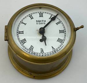 lot 74 image: Vintage Smiths 8 Day Porthole Ships Clock Brass 6