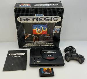 lot 147 image: Vintage Sega Genesis With One Controller, One Game (Missing Cords)