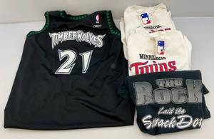 lot 207 image: Vintage Sports Shirts Including Twins, Timberwolves & The Rock