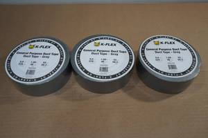 lot 158 image: 3 Rolls K-Flex General Purpose Duct Tape -Gray