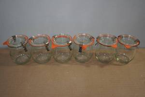 lot 245 image: 6 Weck Mini Tulip Canning Jars