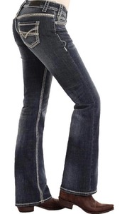lot 65 image: Rock & Roll Mid Rise Stretch Bootcut Womens Riding Jeans 29x38