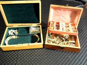 2 Jewelry Boxes with Vintage Jewelry