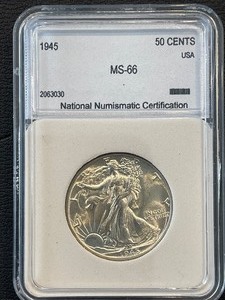 1945 Walking Liberty Half Dollar NNC MS66