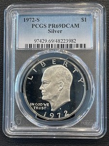 1972-S Eisenhower Silver Dollar Proof PCGS PR69 Deep Cameo