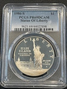 1986-S Statue of Liberty Silver Dollar Proof PCGS PR69 Deep Cameo