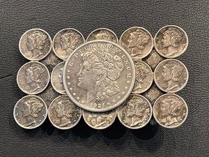 Belt Buckle Made of Mercury Dimes and a Morgan Dollar