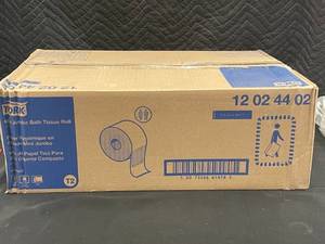lot 27 image: J4 - Tork Mini Jumbo Bath Tissue Roll - Case of White Rolls